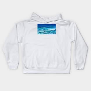 Ocean Waves of Turquoise Blue Kids Hoodie